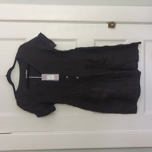 NWT | Black Linen | drop waist mini dress | Black | M